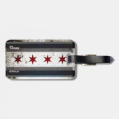 Étiquette À Bagage Drapeau grunge noir de Chicago (Dos horizontal)