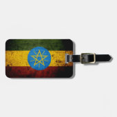Étiquette À Bagage Drapeau grunge noir de l'Ethiopie (Devant horizontal)