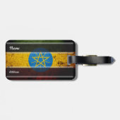 Étiquette À Bagage Drapeau grunge noir de l'Ethiopie (Dos horizontal)