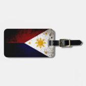 Étiquette À Bagage Drapeau grunge noir de Philippines (Devant horizontal)