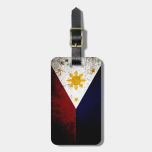 Étiquette À Bagage Drapeau grunge noir de Philippines