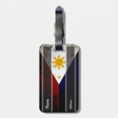 Étiquette À Bagage Drapeau grunge noir de Philippines (Dos Vertical)