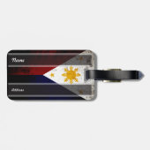 Étiquette À Bagage Drapeau grunge noir de Philippines (Dos horizontal)
