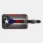 Étiquette À Bagage Drapeau grunge noir de Porto Rico (Dos horizontal)
