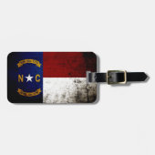 Étiquette À Bagage Drapeau grunge noir d'état de la Caroline du Nord (Devant horizontal)