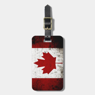 Étiquette À Bagage Drapeau grunge noir du Canada