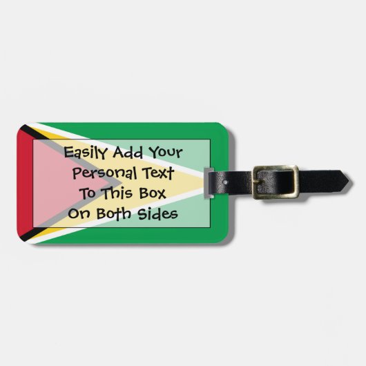 Étiquette À Bagage Drapeau Guyana Easy ID Personal (Devant horizontal)