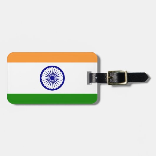 Étiquette À Bagage Drapeau Indien - Image de haute qualité (Devant horizontal)