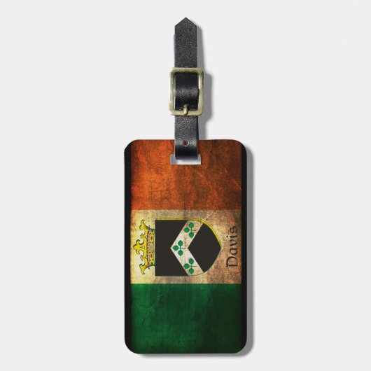 Étiquette À Bagage Drapeau irlandais Davis Crest (Devant Vertical)