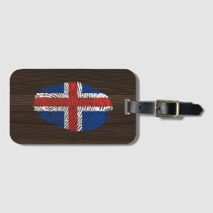 Étiquette À Bagage Drapeau islandais d'empreinte digitale de contact