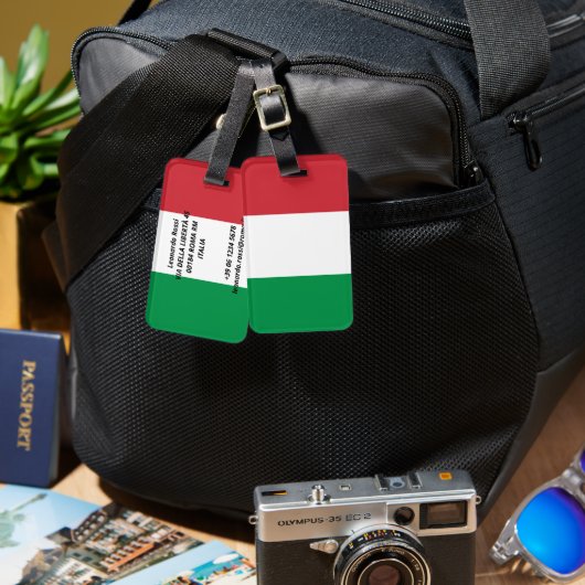 Étiquette À Bagage Drapeau italien (Recto & Verso)