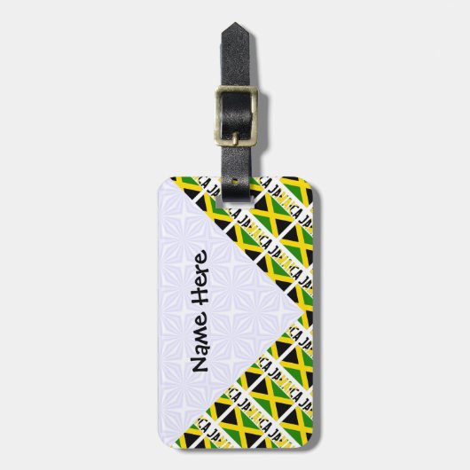 Étiquette À Bagage Drapeau jamaïcain avec ton nom (Devant Vertical)