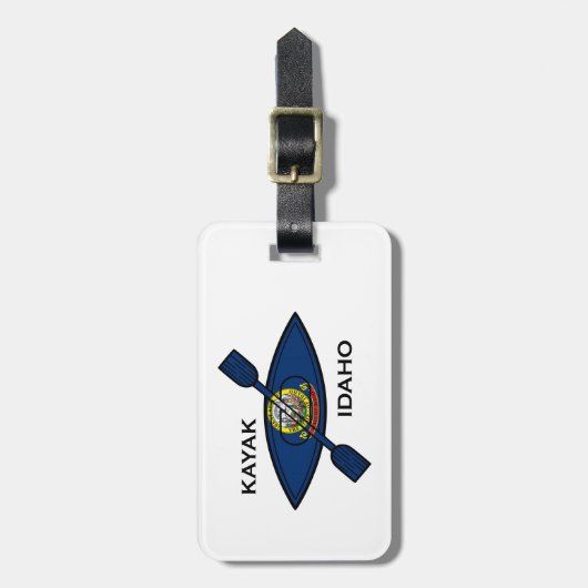 Étiquette À Bagage Drapeau Kayak Idaho (Devant Vertical)