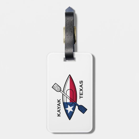 Étiquette À Bagage Drapeau Kayak Texas (Dos Vertical)
