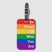 Étiquette À Bagage Drapeau LGBTQ+, Soyez Fier De Qui Vous Êtes (Devant Vertical)
