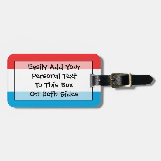 Étiquette À Bagage Drapeau Luxembourg Easy ID Personal (Devant horizontal)