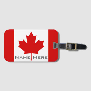 Étiquette À Bagage Drapeau magnifique du Canada avec monogramme