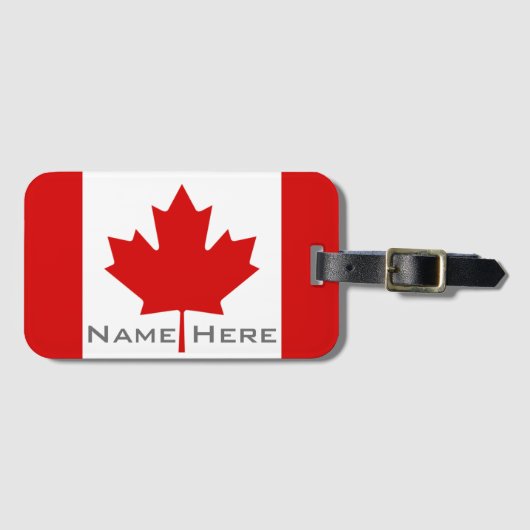 Étiquette À Bagage Drapeau magnifique du Canada avec monogramme (Devant Horizontal)