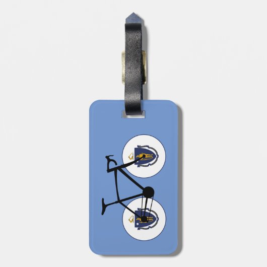 Étiquette À Bagage Drapeau Massachusetts Cyclisme (Dos Vertical)