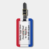 Étiquette À Bagage Drapeau Paraguay Easy ID Personnel (Devant Vertical)