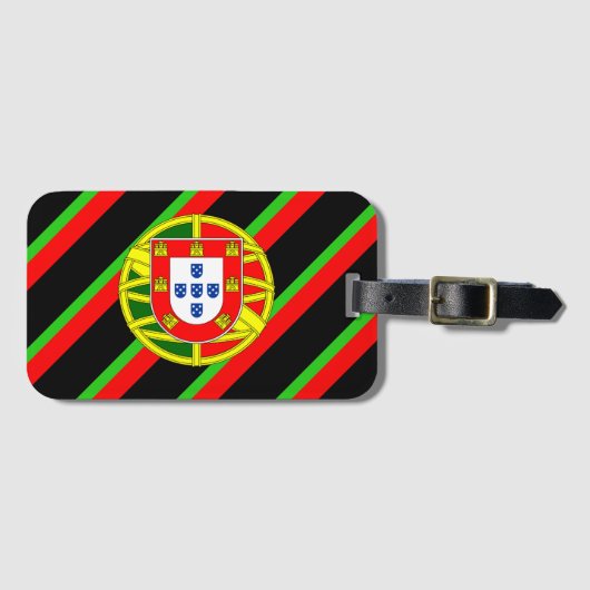 Étiquette À Bagage Drapeau portugais de rayures (Devant Horizontal)