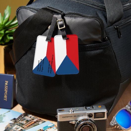 Étiquette À Bagage Drapeau République tchèque (Recto & Verso)