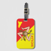 Étiquette À Bagage Drapeau sicilien de Sicile Trinacria (Devant Vertical)