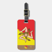 Étiquette À Bagage Drapeau sicilien & Sicile monogrammé (Devant Vertical)