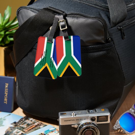 Étiquette À Bagage drapeau sud-africain (Recto & Verso)