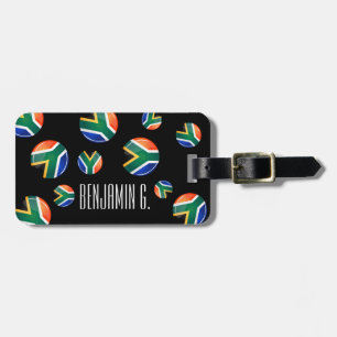 Étiquette À Bagage Drapeau sud-africain rond brillant