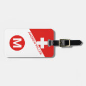 Étiquette À Bagage Drapeau suisse Bagages de voyage modernes personna (Devant horizontal)