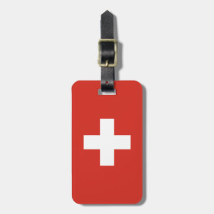 Étiquette À Bagage Drapeau Suisse - croix blanche