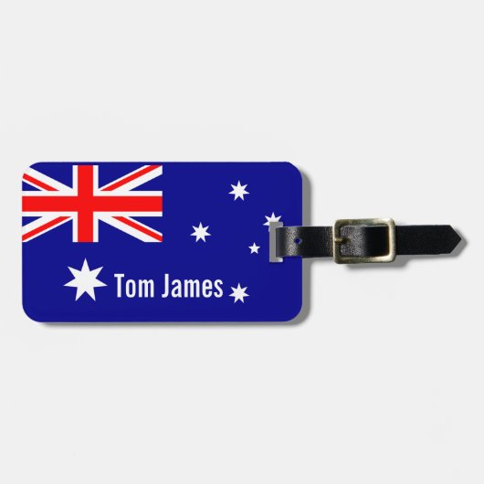Étiquette À Bagage Drapeau Très Cool D'Australie Avec Monogramme (Devant horizontal)