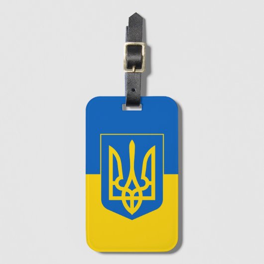 Étiquette À Bagage Drapeau ukrainien avec armoiries (Devant Vertical)