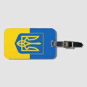 Étiquette À Bagage Drapeau ukrainien avec armoiries (Devant Horizontal)