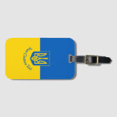 Étiquette À Bagage Drapeau ukrainien avec blason et texte personnalis (Devant Horizontal)