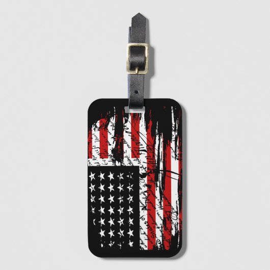 Étiquette À Bagage Drapeau vintage (Devant Vertical)