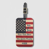 Étiquette À Bagage Drapeau vintage américain Patiné (Devant Vertical)