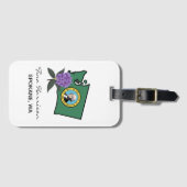 Étiquette À Bagage Drapeau Washington et Fleur Rhododendron Pacifique (Devant Horizontal)