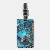 Étiquette À Bagage DreamBlue Turquoise et Gold (Devant Vertical)