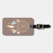 Étiquette À Bagage Dreamcatcher de Boho Tribal sur Brown (Devant horizontal)