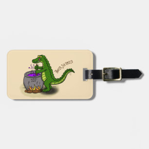 Étiquette À Bagage Drôle alligator vert cuisine dessin animé
