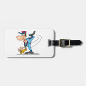 Étiquette À Bagage Drôle Caricature de baseball lanceur d'une balle r (Devant horizontal)