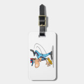 Étiquette À Bagage Drôle Caricature de baseball lanceur d'une balle r (Devant Vertical)