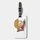 Étiquette À Bagage Drôle Cartoon Boy excité pour le dîner (Devant Vertical)