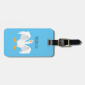Étiquette À Bagage Drôle curieuse dessin animé d'oie domestique (Devant horizontal)