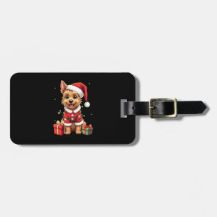 Étiquette À Bagage Drôle de décor de Noël Père Noël Border Terrier Ch