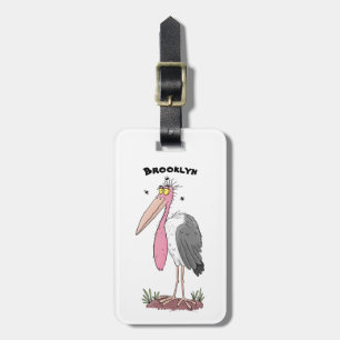 Étiquette À Bagage Drôle dessin animé de cigogne en marabou