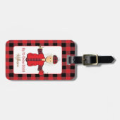 Étiquette À Bagage Drôle Dit Cartoon Buffalo Froid Plaid Rouge Noir (Devant horizontal)