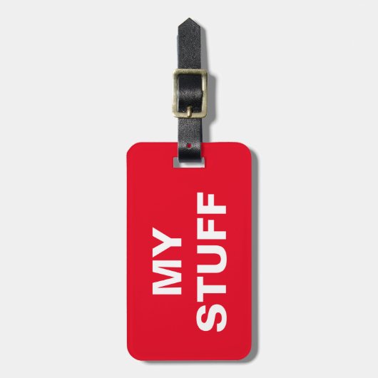 Étiquette À Bagage Drôle étiquette de bagage avec 'My Stuff' écrit de (Devant Vertical)